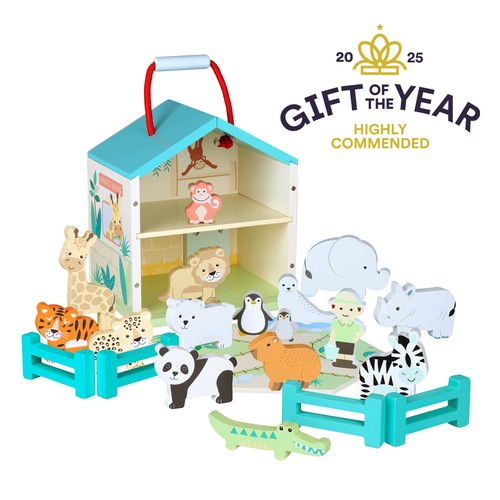 Wooden zoo play - wooden, set